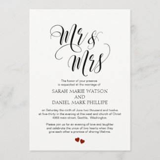 Elegante Script Mr & Mrs. Wedding Typografy Einlad Einladung