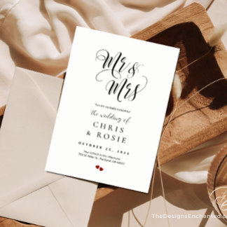 Elegante Script Mr & Mrs. Wedding Typografy Einlad Einladung