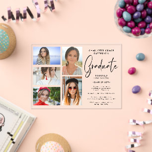 Elegante Script Multi Foto Graduation Party Acryleinladungen