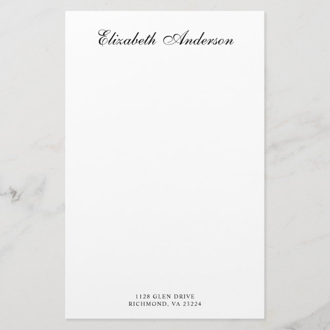 Elegante Script-Name-Adresse Briefpapier (Vorderseite)