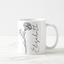 Elegante Script Name Carnation January Birth Blume Kaffeetasse