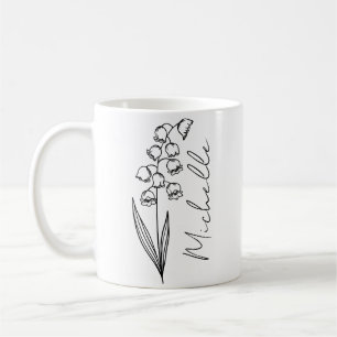 Elegante Script Name May Birth Month Blume Kaffeetasse