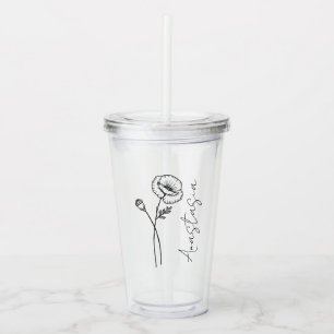 Elegante Script Name Poppy August Birth Blume Acryltrinkbecher