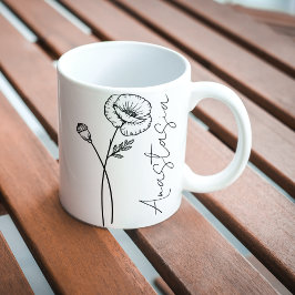 Elegante Script Name Poppy August Birth Blume Kaffeetasse