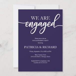Elegante Script Navy Blue Engagement Party Einladung
