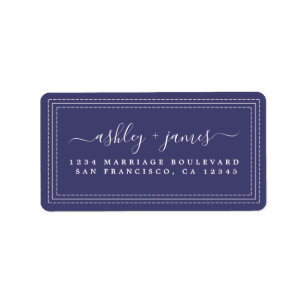 Elegante Script Navy Blue Wedding Rücksendeadresse Adressaufkleber