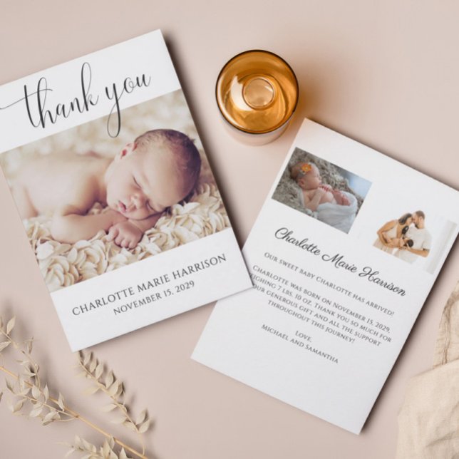 Elegante Script New Baby Announcement Foto Card Einladung (Von Creator hochgeladen)