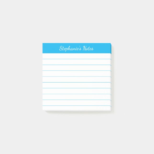 Elegante Script Notizen Himmelblau Lined (Vorderseite)