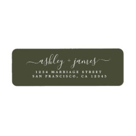 Elegante Script Olive Green Wedding Rücksendeadres