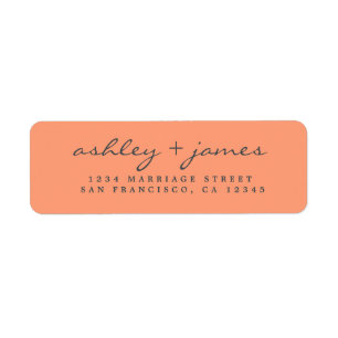Elegante Script Orange Wedding Rücksendeadresse