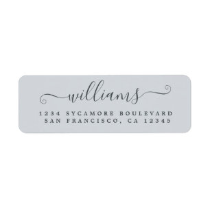 Elegante Script Pastel Blue Family Rücksendeadress
