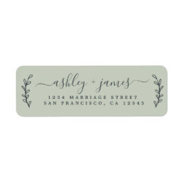 Elegante Script Pastel Green Wedding Rücksendeadre