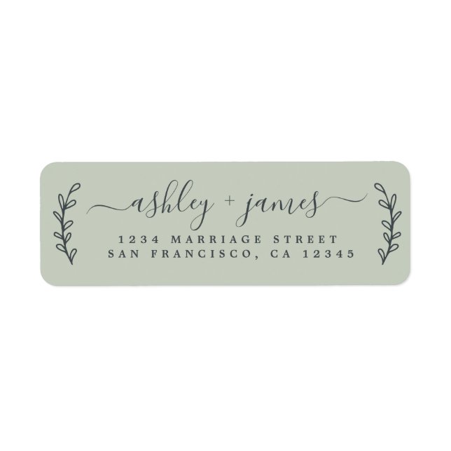 Elegante Script Pastel Green Wedding Rücksendeadre (Vorne)
