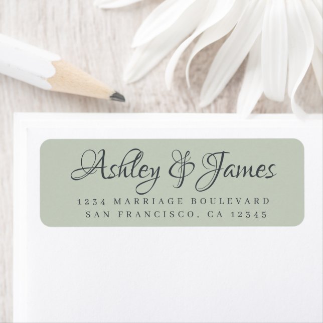 Elegante Script Pastel Green Wedding Rücksendeadre (Insitu)
