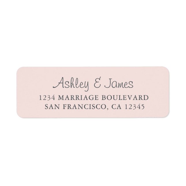 Elegante Script Pastel Pink Wedding Rücksendeadres (Vorne)