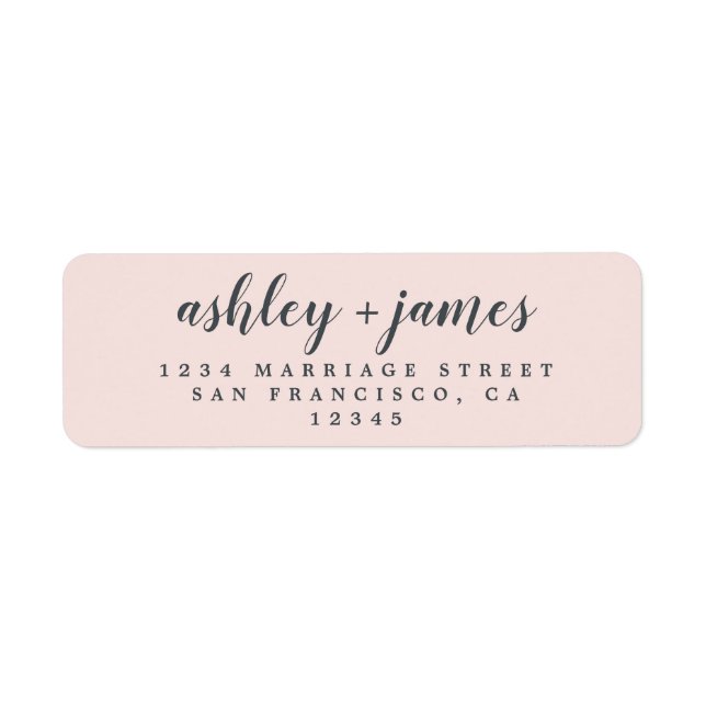 Elegante Script Pastel Pink Wedding Rücksendeadres (Vorne)