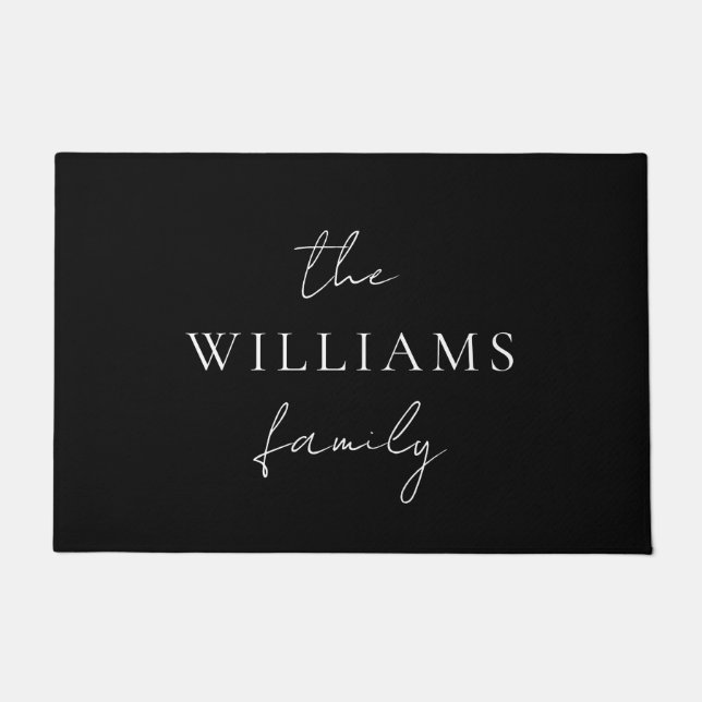 Elegante Script Personalisiert Calligrafy Family Fußmatte (Vorderseite)