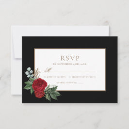 Elegante Script Red Peonies Black & Gold UAWG