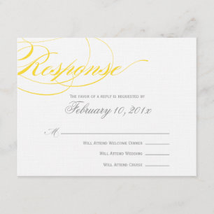 Elegante Script Response Card - Gelb RSVP Karte