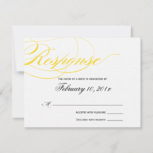 Elegante Script Response Card - Gelb RSVP Karte