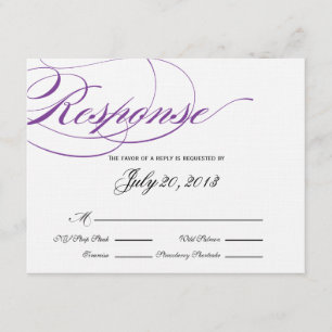 Elegante Script Response Card - Lila RSVP Karte