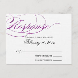 Elegante Script Response Card - Lila RSVP Karte