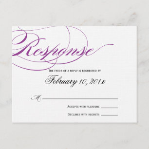 Elegante Script Response Card - Lila RSVP Karte