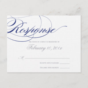 Elegante Script Response Card - Navy RSVP Karte