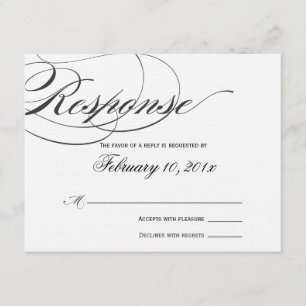Elegante Script Response Card - Schwarz RSVP Karte
