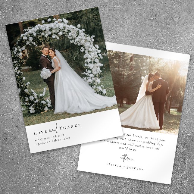 Elegante Script Romantic Foto Wedding Dankeskarte (Von Creator hochgeladen)