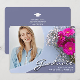 Elegante Script-Rosa-Blume | Modernes Foto Grad Ankündigung