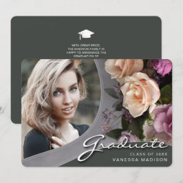 Elegante Script-Rose-Blume | Modernes Foto Grad an Ankündigung