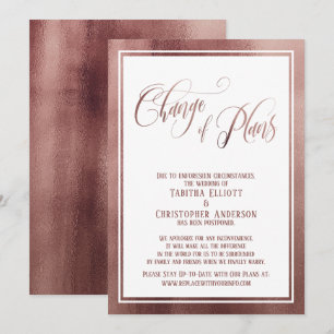 Elegante Script-Rose Gold Postponed Wedding Card Einladung