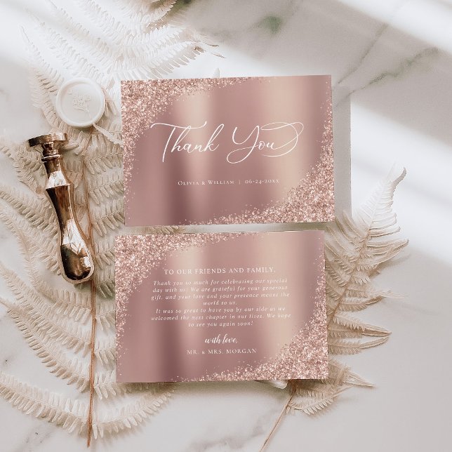 Elegante Script Rose Gold Wedding Vielen Dank Dankeskarte (Von Creator hochgeladen)