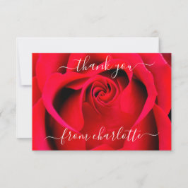 Elegante Script-Rote Rose Floral Vielen Dank Dankeskarte