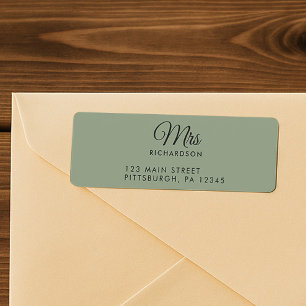 Elegante Script Sage Green Mrs. Name Rücksendeadre