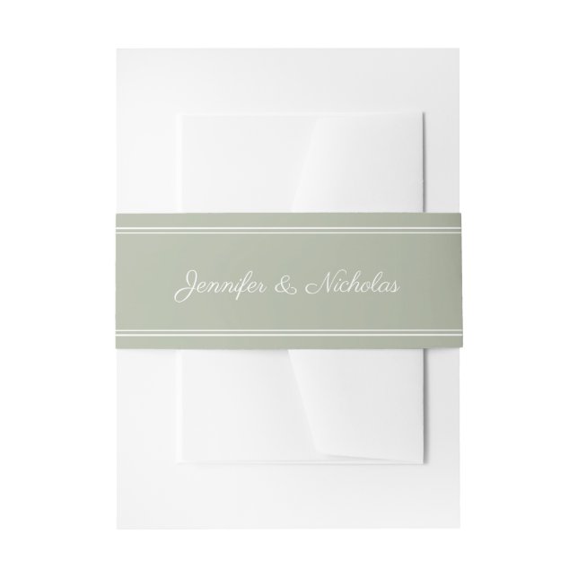 Elegante Script Sage Green Wedding Einladungsbanderole (Vorderseite Beispiel)