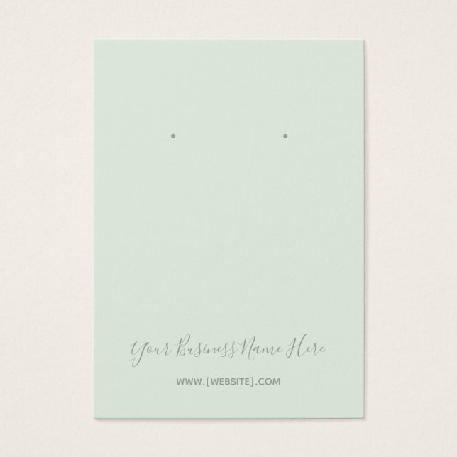 Elegante Script Sage Mint Green Earring Card (Vorderseite)