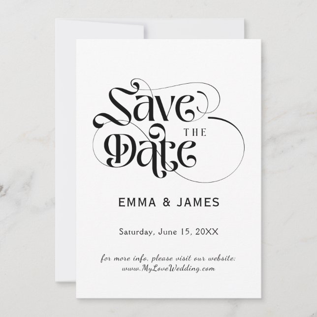 Elegante Script Save-the-Date-Karte Save The Date (Vorderseite)