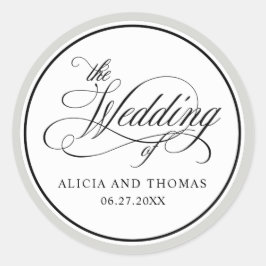 Elegante Script-Schnörkel-Gastgeschenke Hochzeiten Runder Aufkleber