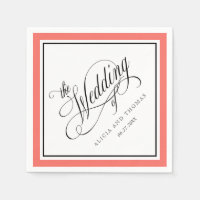 Elegante Script-Schnörkel Hochzeit Korallengrenze