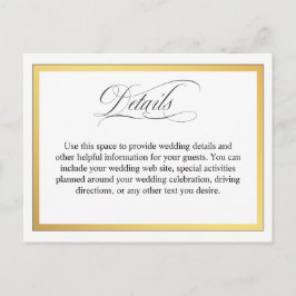 Elegante Script-Schnörkel Hochzeitdetails Postkarte