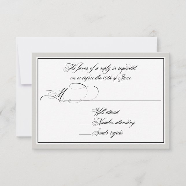 Elegante Script-Schnörkel mit beliebiger Farbgrenz RSVP Karte (Vorderseite)