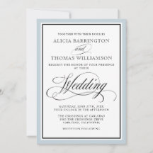 Elegante Script-Schnörkel mit Dusty Blue Border