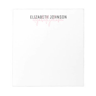 Elegante Script Schwarz Rosa Klassisch Notizblock