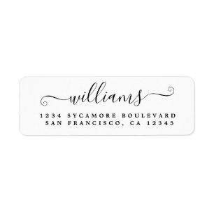 Elegante Script-Schwarz-weiße Rücksendeadresse