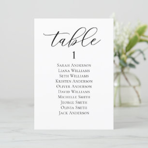 Elegante Script Seating Chart Card Karte