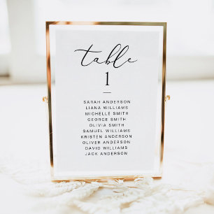 Elegante Script Seating Chart Card Karte