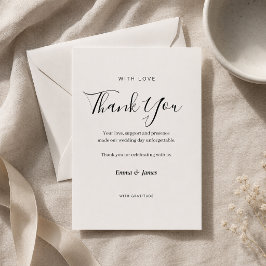 Elegante Script + Serif Hochzeit Danksagungskarte Dankeskarte
