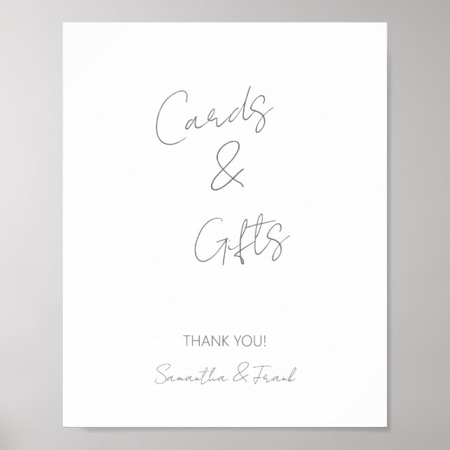 Elegante Script Silver Card und Geschenkplakat Poster (Vorne)